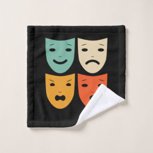 Toalha De Rosto Teatro Vintage Máscaras Atriz Teatro Ator