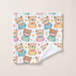Toalha De Rosto Teddy bear and flowers