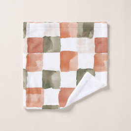 Toalha De Rosto Terracotta Watercolor Plaid Gingham