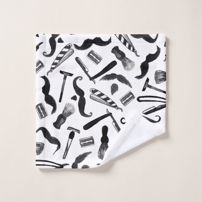 Toalha De Rosto Teste padrão do barbeiro da aguarela do barbeador (Pano de lavar)