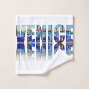 Toalha De Rosto texto de Veneza com reflexo