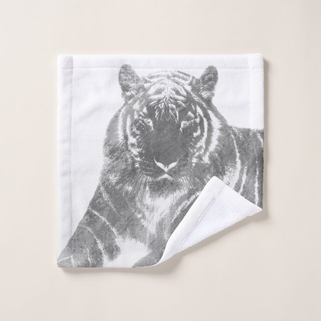 Toalha De Rosto Tigre Preto e Branco (Pano de lavar)