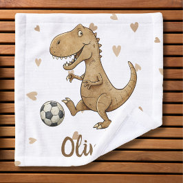 Toalha De Rosto Tiny Trex Jogando Futebol Personalizado
