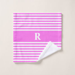 Toalha De Rosto Tiras Cor-de-Rosa/Brancas Personalizadas