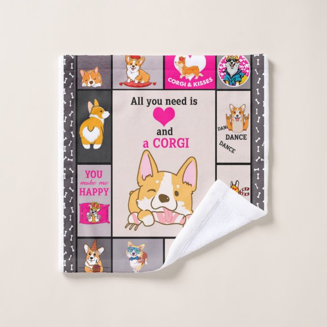 Toalha De Rosto Tudo Que Preciso É Amor E Corgi (Pano de lavar)