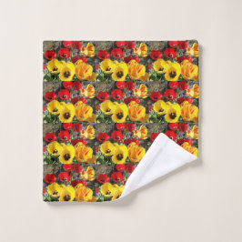 Toalha De Rosto Tulipas Amarelas e Vermelhas