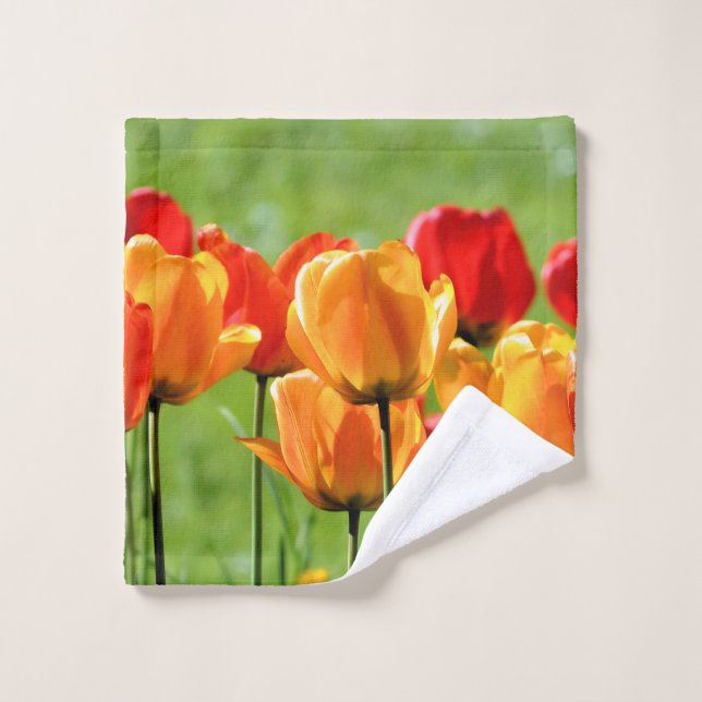 Toalha De Rosto Tulipas Amarelas E Vermelhas (Pano de lavar)