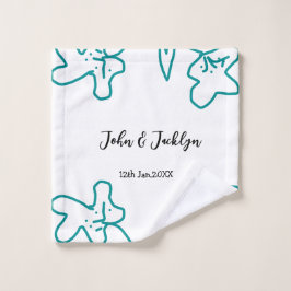 Toalha De Rosto Turquoise blue wedding couple name date flstylish 