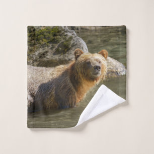 Toalha De Rosto Urso Grizzly Selvagem No Rio Orford
