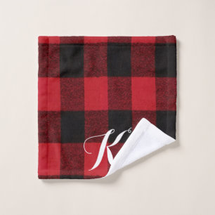 Toalha De Rosto Urso Xadrez Vermelho de Buffalo Personalizado