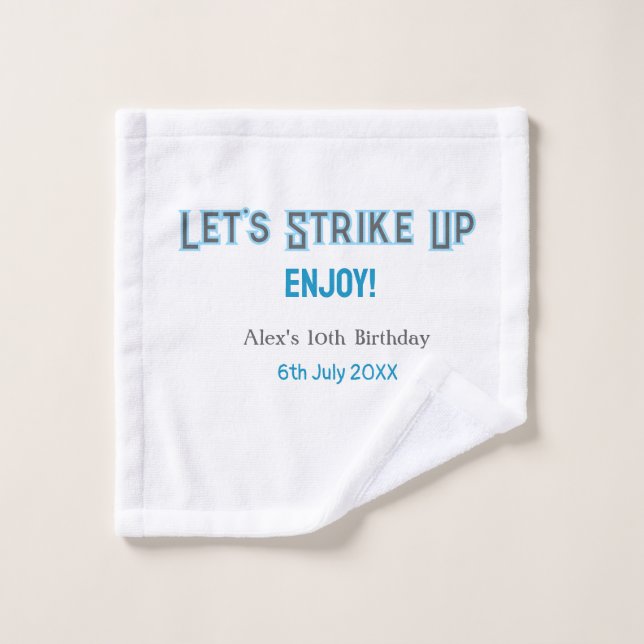 Toalha De Rosto Vamos sobe cinza azul feliz nome de 10 anos (Pano de lavar)