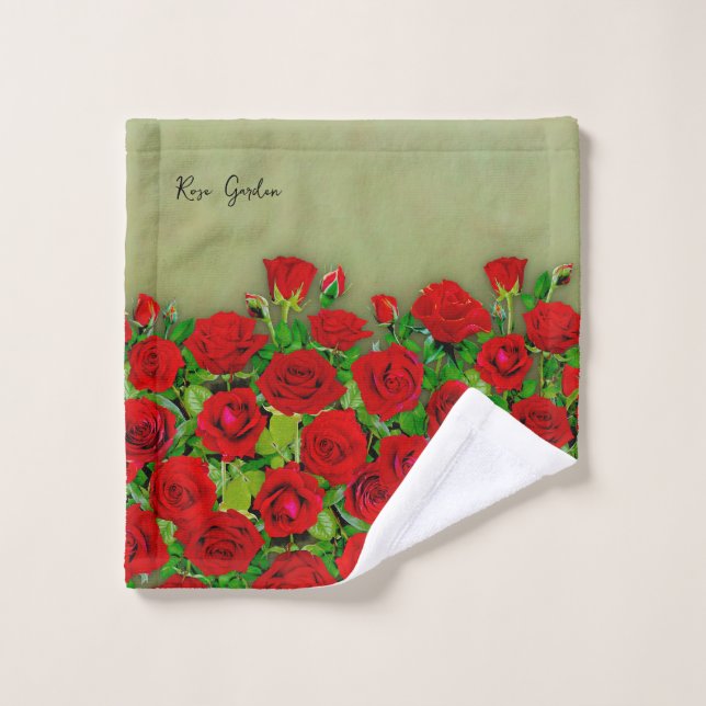 Toalha De Rosto Vibrant Red Rose Garden Floral Pattern (Pano de lavar)