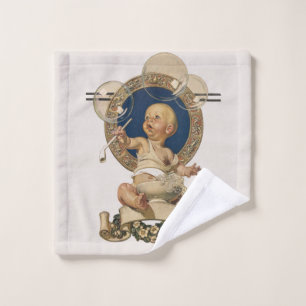 Toalha De Rosto Vintage Baby Bubbles por J.C. Leyendecker Nursery