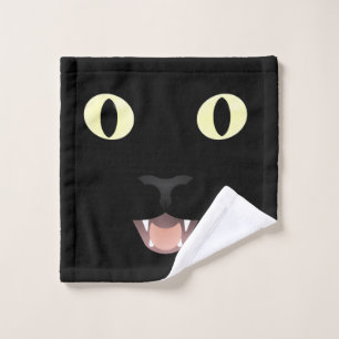 Toalha De Rosto Washcloth da cara do gato preto