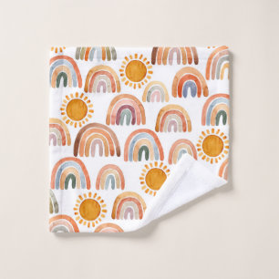 Toalha De Rosto Whimscolor Whimsic Boho Rainbow e Sun Kids