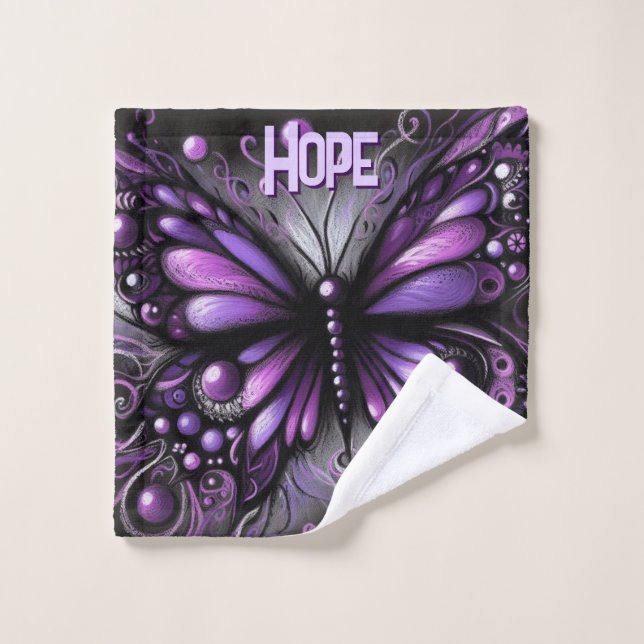Toalha De Rosto Whimsical Gothic Butterfly Purple Personalized (Pano de lavar)