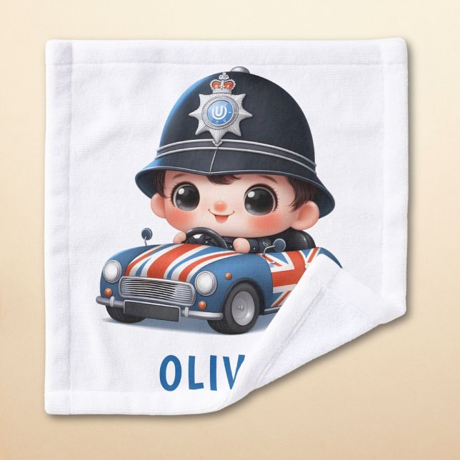 Toalha De Rosto Whimsical UK Police Kid Drivers (Criador carregado)