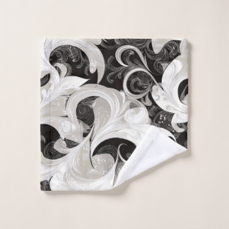 Toalha De Rosto Whimsy em Black and Cream Barroco Swirings