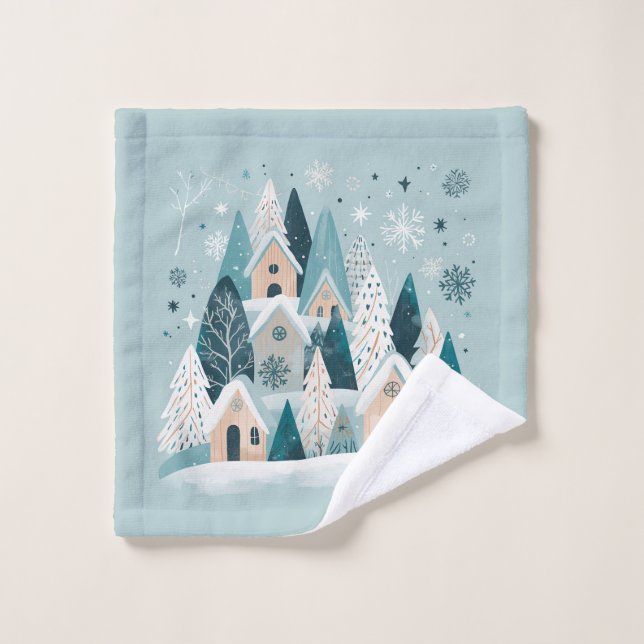 Toalha De Rosto Winter Snowy Village (Pano de lavar)
