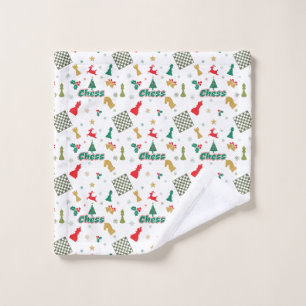 Toalha De Rosto Xadrez de Natal - Pedaços, Árvore, Holly, Reindeer
