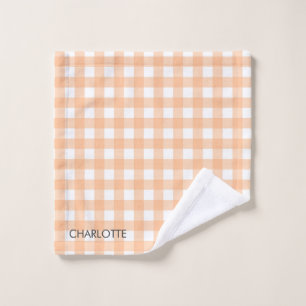 Toalha De Rosto Xadrez Personalizada Peach Gingham