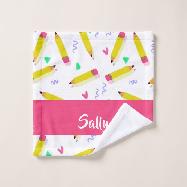 Toalha De Rosto Yellow pencils and scrabbles on white (Pano de lavar)