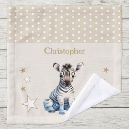 Toalha De Rosto Zebra fofa adicionar nome bolinhas estrelas marrom