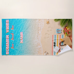 Toalha de Verão de Praia Turquesa Estética