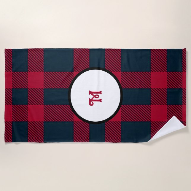 Toalha de xadrez de búfalo monograma (Frente)