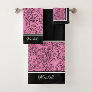 Toalha Design cor-de-rosa preta branca