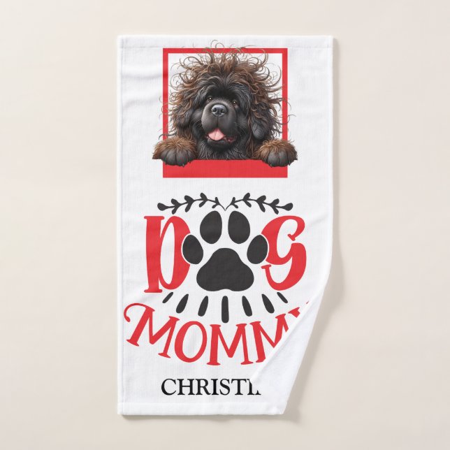 Toalha e MAMÃE Red & Black DOG personalizadas (Toalha de mão)
