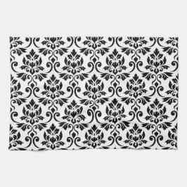 Toalha Feuille Damask Big Patterno Black on White
