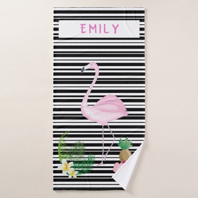 Toalha Flamingo Beach Personalizada (Toalha de Banho)