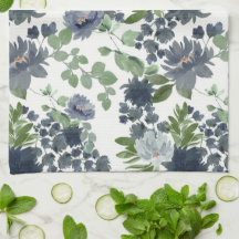 Toalha floral azul-poeirenta