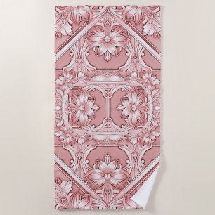 Toalha Floral de Praia Rosa