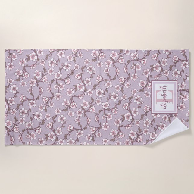 Toalha Floral Monograma Praia - Verão Personalizad (Frente)