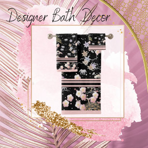 Toalha Florestal Negra e Rosa Elegante