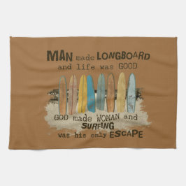 Toalha Humor surfando adiantado do homem e da mulher com