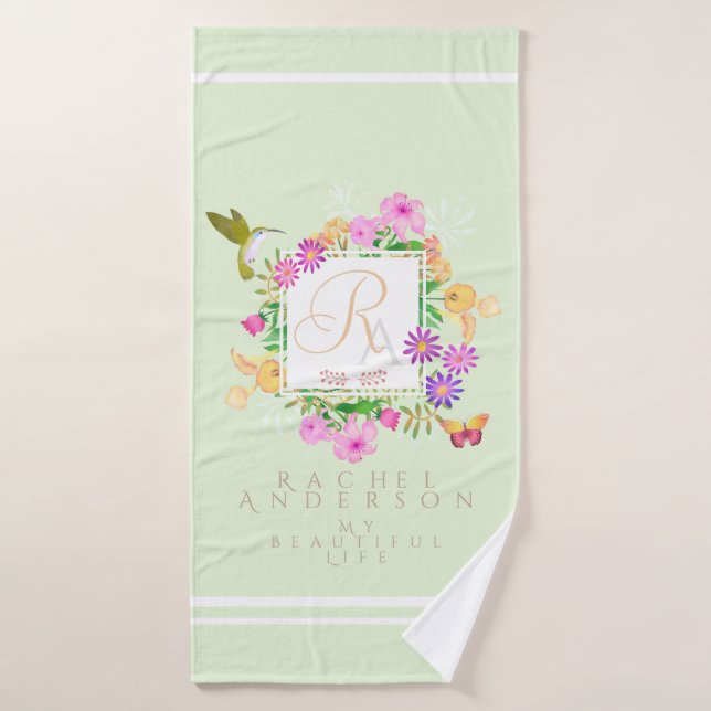 Toalha Monográfica Verde Floral (Toalha de Banho)