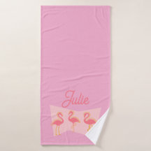 Toalha Personalizada de Flamingo Rosa Moderno de M