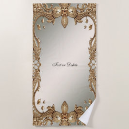 Toalha Praia do Quadro do Ornamentado Dourado