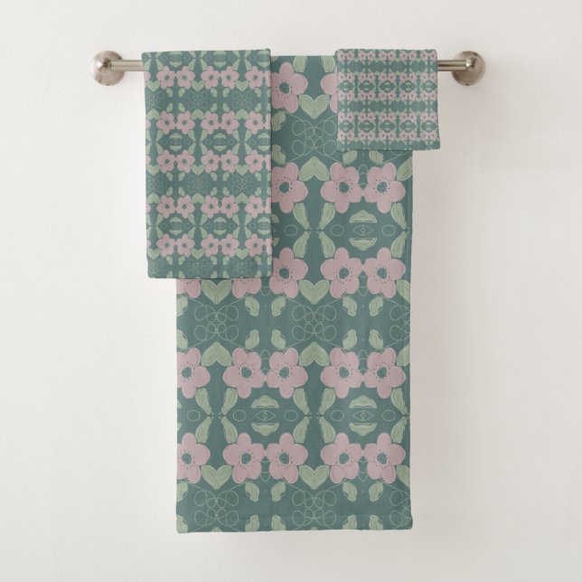 Toalha Teal Em Placa De Rosa (Insitu)