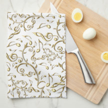 Teste padrão floral Dourado da música no branco ou