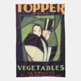 Toalha Vintage Vegetable Topper Label, Art Deco Romance