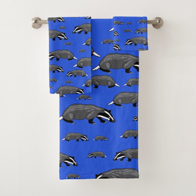 Toalhas Azuis Com Cartoon de Texugo (Insitu)