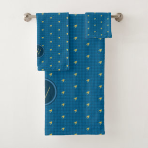 Toalhas Azul com Dourado Ênfase Conjunto de Torneiras Houn