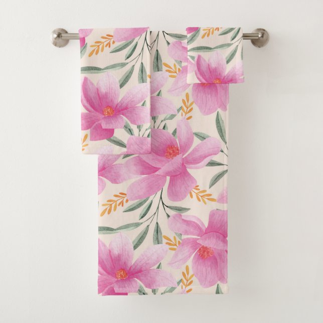 Toalhas Bonito Conjunto de Bandas Florais Rosa (Insitu)