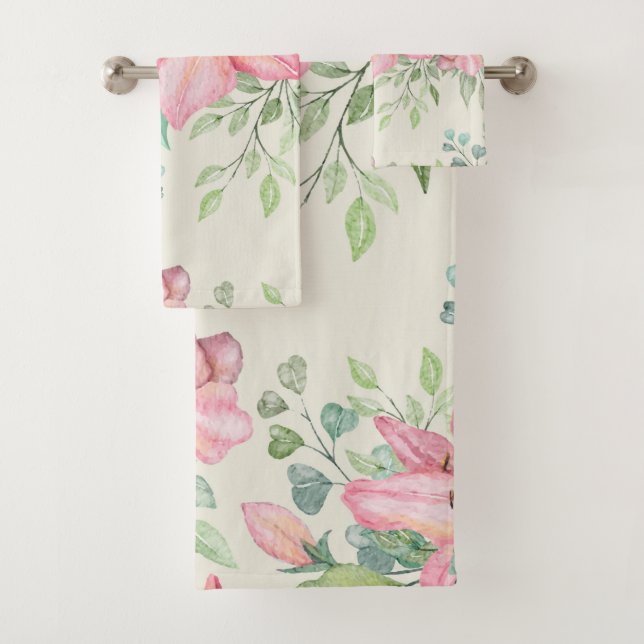 Toalhas Bonito Conjunto de Bandas Lily Flores Rosa (Insitu)