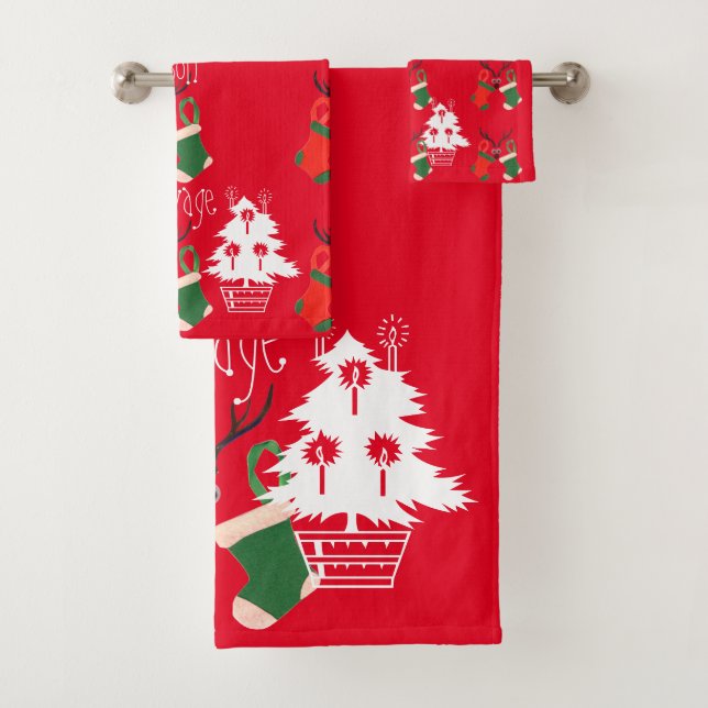 Toalhas Casa de Natal Décor Bath Conjunto (Insitu)