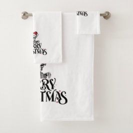 Toalhas Caveira Gótica Branca de Natal Feliz Conjunto de T
